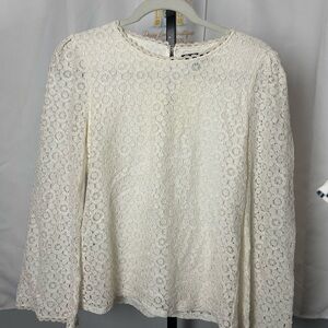 Banana Republic Lace Long-Sleeve Top - White